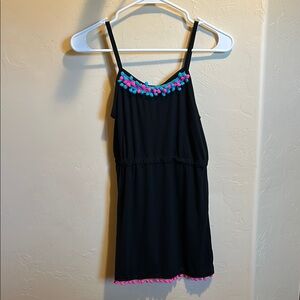 Chic Black and Pink Swim Coverup with Decorative Trim